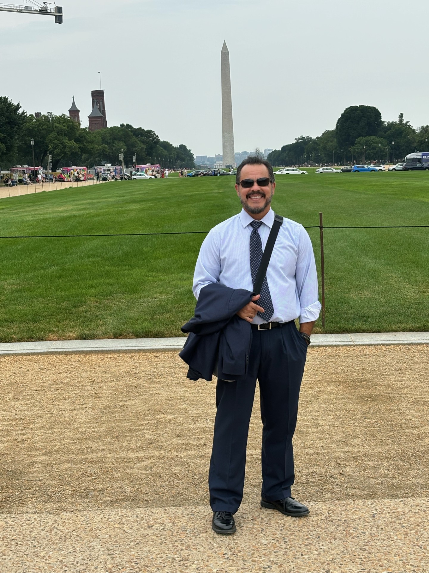 Ed Bonilla, Director of Mission Advancement in front of the Washington Monument